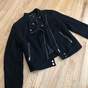 Black Wool Moto Jacket
